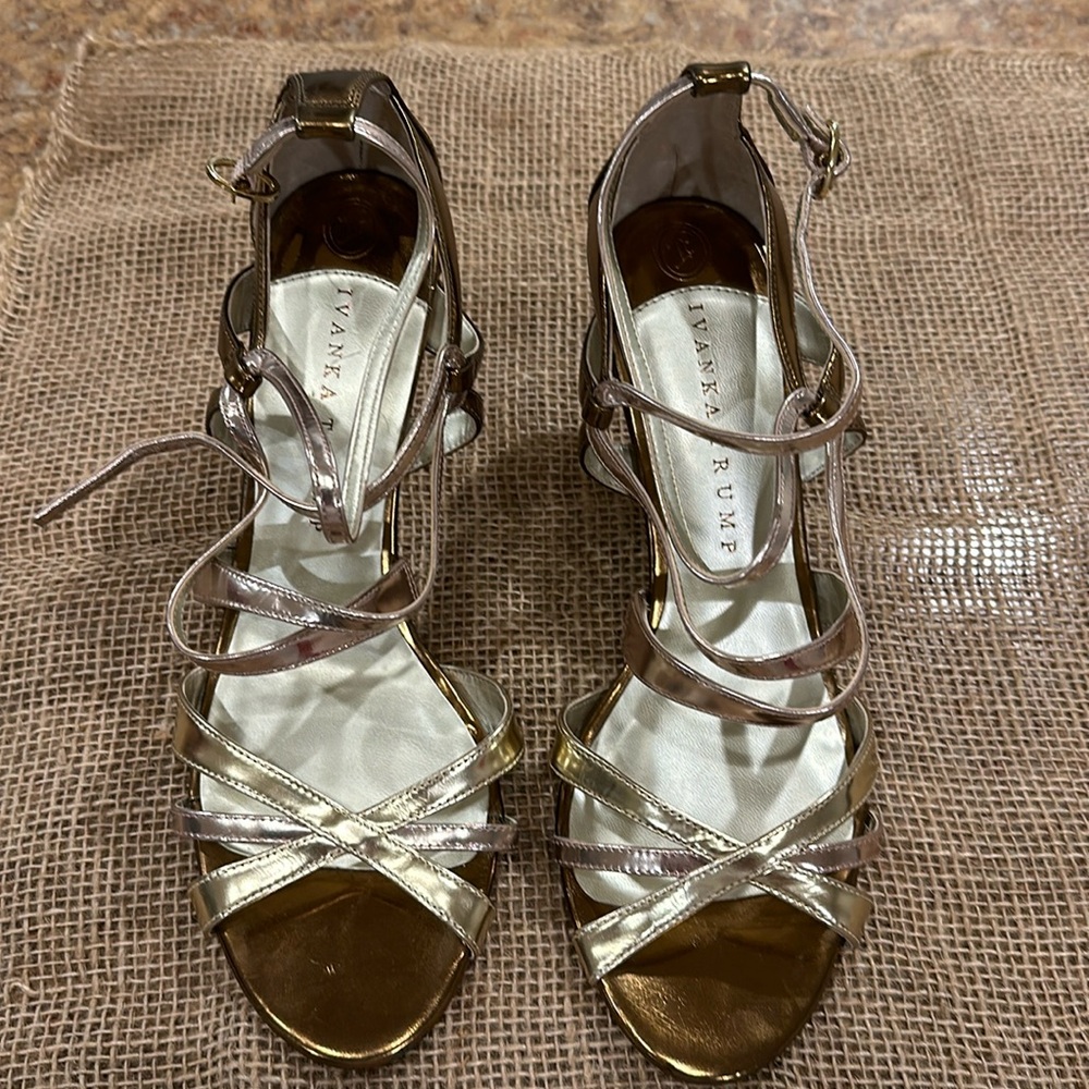 Ivanka Trump gold strappy heels size 8M. Great condition.